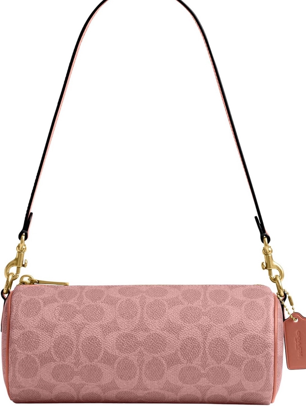Coach Pink Signature Barrel Shoulder Bag with Gold Hardware